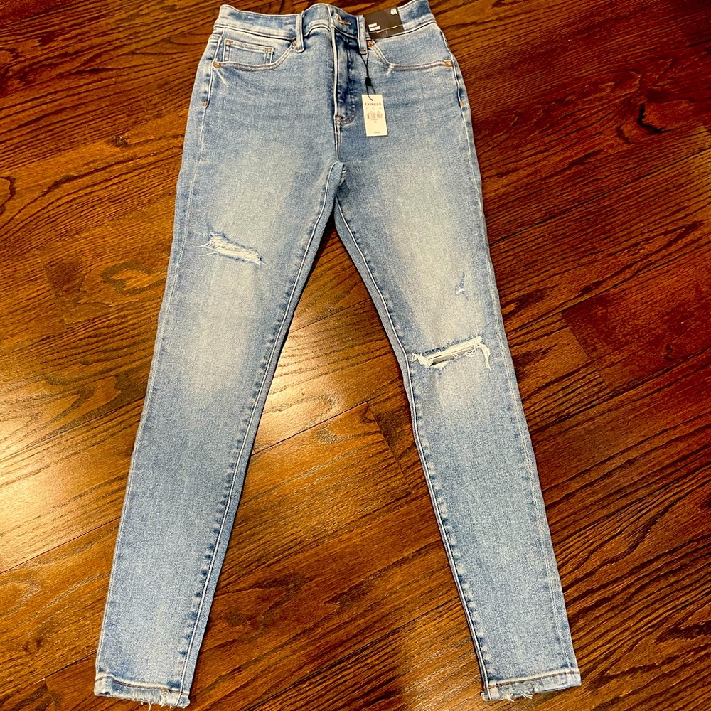 Express Skinny High Rise Ripped Jeans